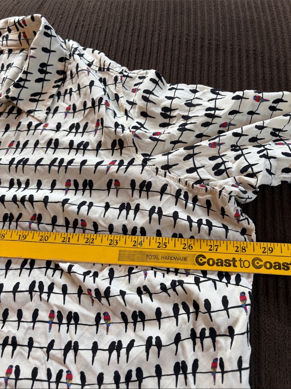 Jane and Delancey Birds on a Wire (Parrots) button front Roll-tab sleeve Blouse - Picture 8 of 17